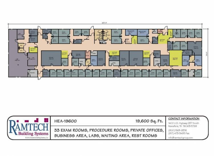 HEA-19600 33 exam rooms, procedure rooms, private offices floor plan