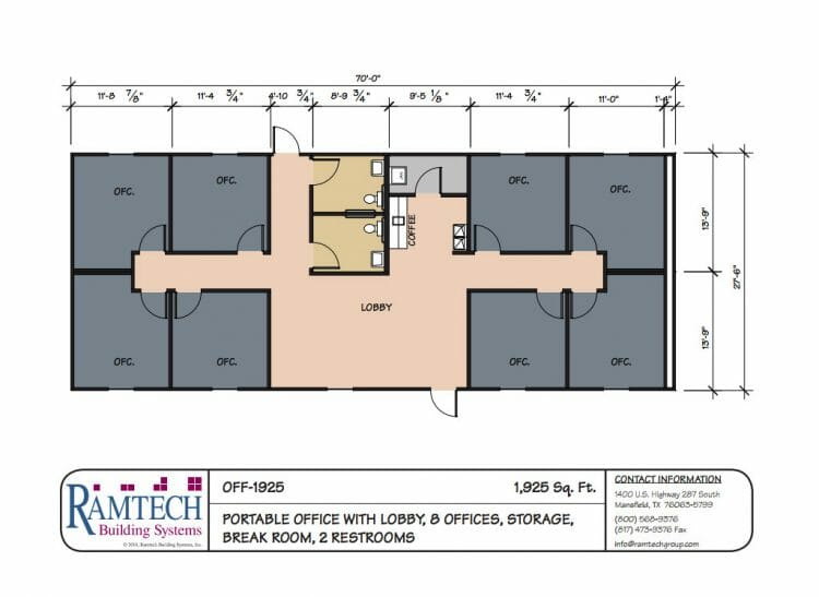 OFF-1925 portable office with lobby and business offices floor plan