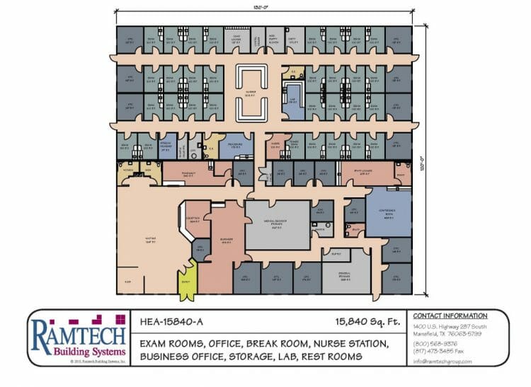 HEA-15840 exam rooms, offices, nurse station business office floor plan
