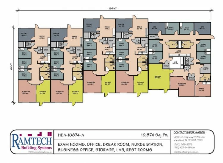 HEA-10874 exam rooms, offices, nurse station and business office floor plan