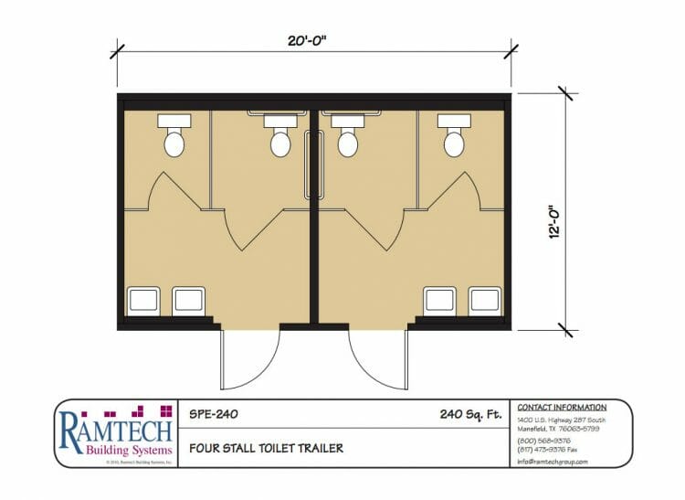 SPE-240 4 stall toilet trailer floor plan